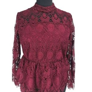 NWT Lane Bryant Burgundy Lace Blouse Size 18